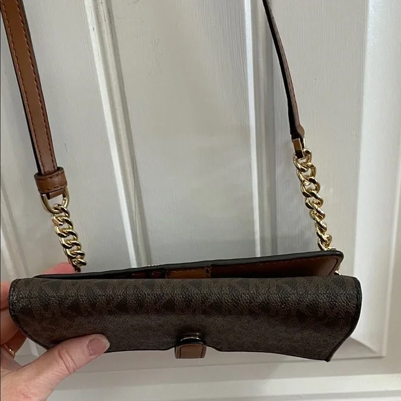 Michael Kors MiniSignature Brown Crossbody Bag with Gold Accents